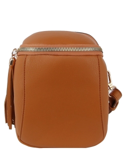 Fashion Tassel Zip Crossbody Bag LD156 BROWN